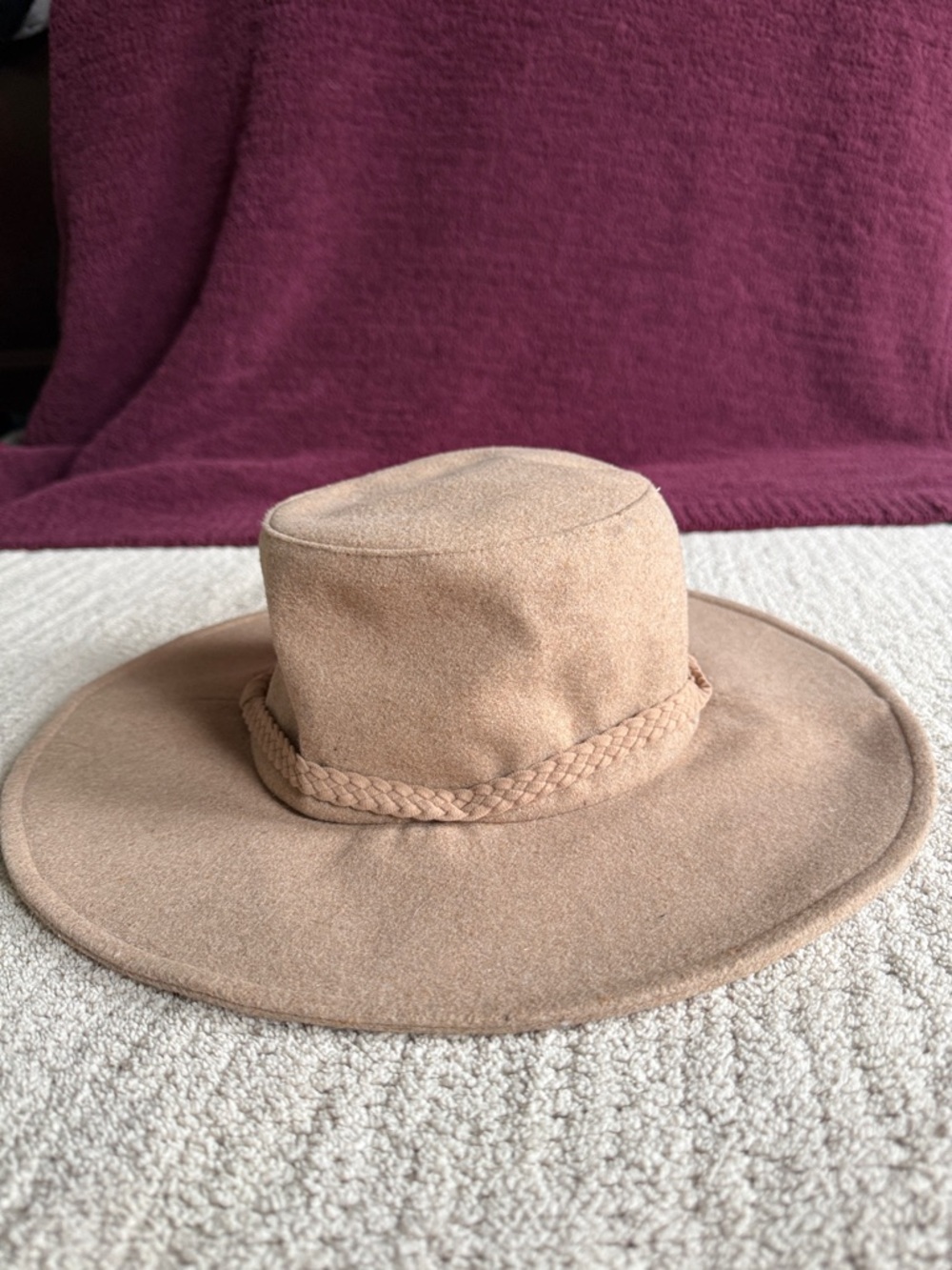 NWT Braided Band Wide-Brim Women’s Hat in Tan